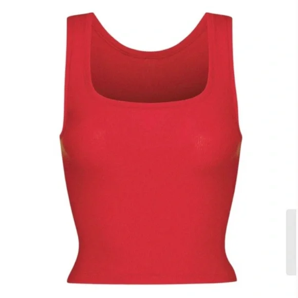 NWOT Skims Cotton Rib Crop Tank Red Size Medium - Picture 1 of 5